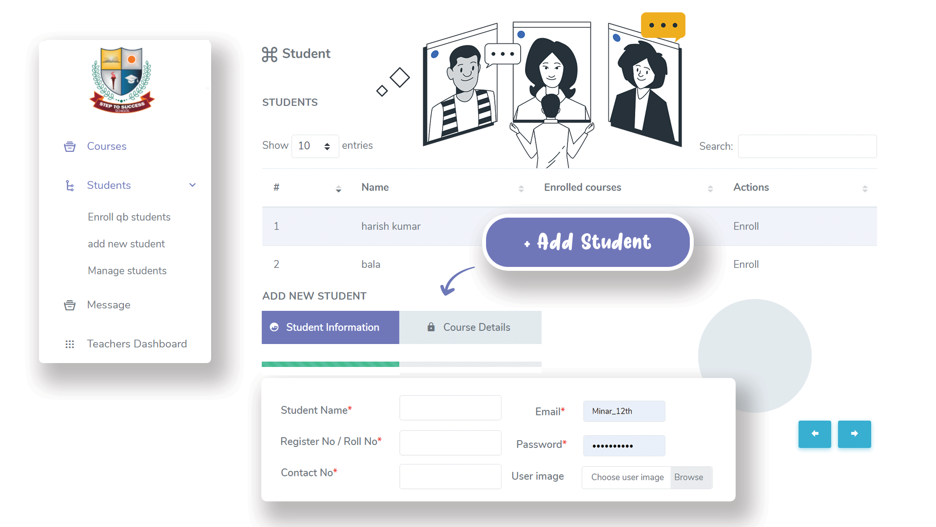 Easly Enroll or Remove Student From Courses 